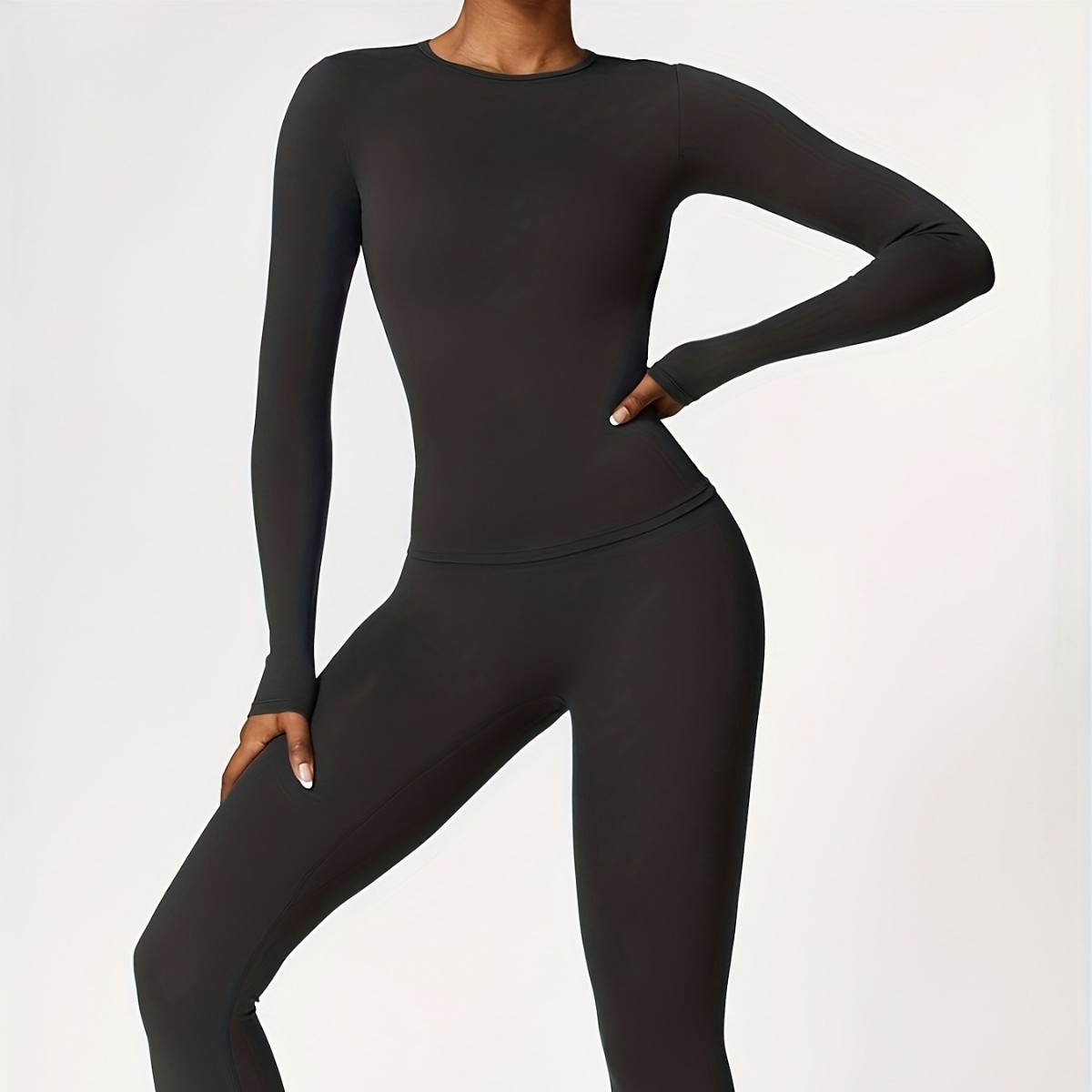 Pilates Yoga Origin - ชุดโยคะรัดรูป แขนยาว สำหรับวิ่งออกกำลังกายกลางแจ้ง เสื้อผ้าฟิตเนสสำหรับฤดูใบไม้ร่วงและฤดูหนาว ชุดพิลาทิสสำหรับผู้หญิง