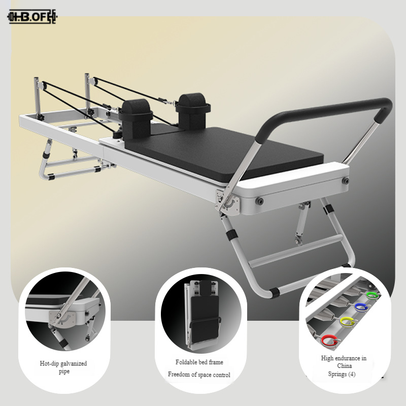 Pilates Yoga Equipment - อุปกรณ์ฝึกพิลาทิส, การฝึกกล้ามเนื้อแกนกลาง, เตียงพับได้, สปริงหนา, เตียงโยคะท่อเหล็กชุบสังกะสีแบบจุ่มร้อน