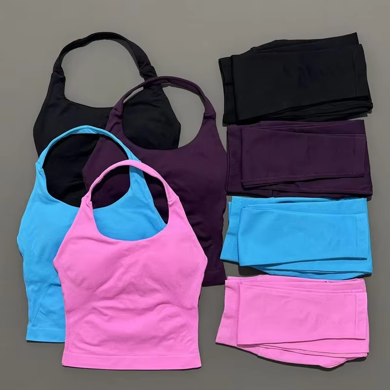 Pilates Yoga Outfit - ชุดออกกำลังกายผู้หญิง 2 ชิ้น ชุดโยคะ ชุดกีฬา ชุดโยคะเอวสูง