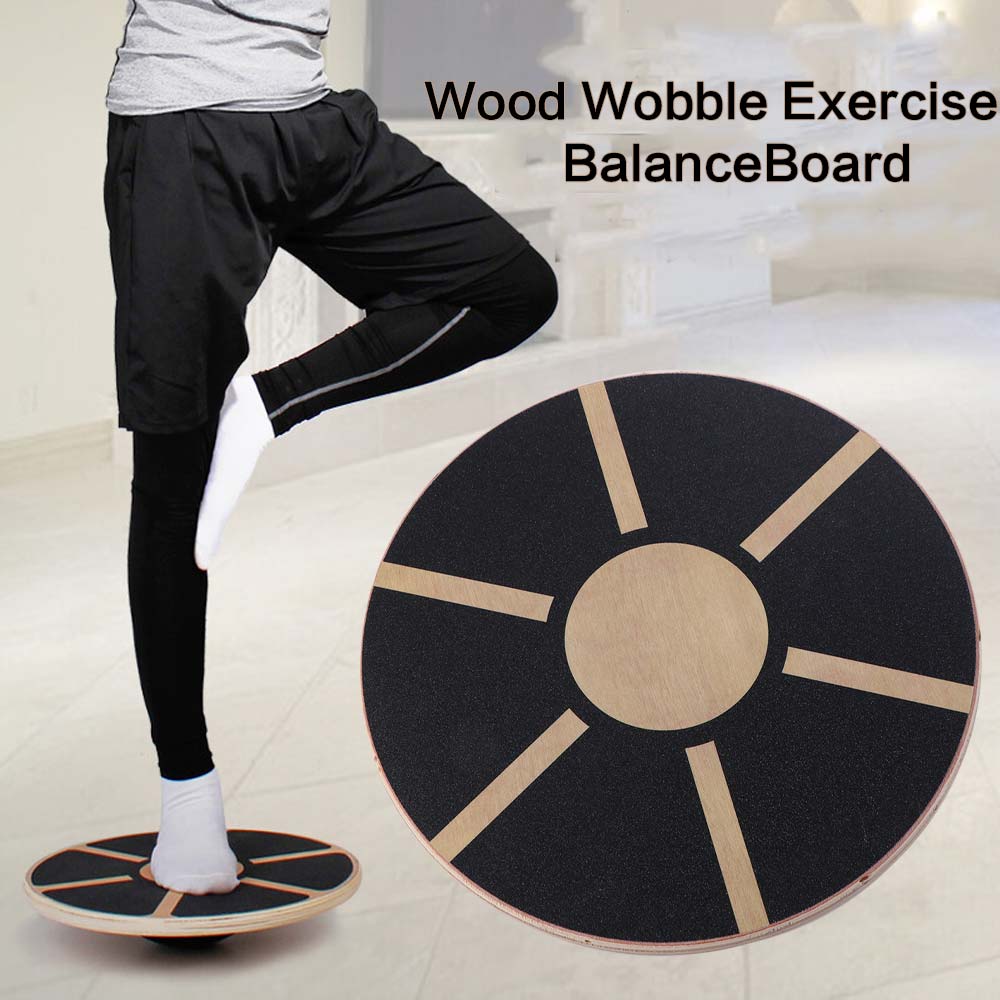 Balance Board Wobble - แผ่นฝึกสมดุลทรงกลมทำจากไม้ ป้องกันการลื่นไถล ฝึกแกนกลางลำตัว แผ่นฝึกความแข็งแรงของแกนกลางลำตัวแบบหลายฟังก์ชั่น หกด้าน