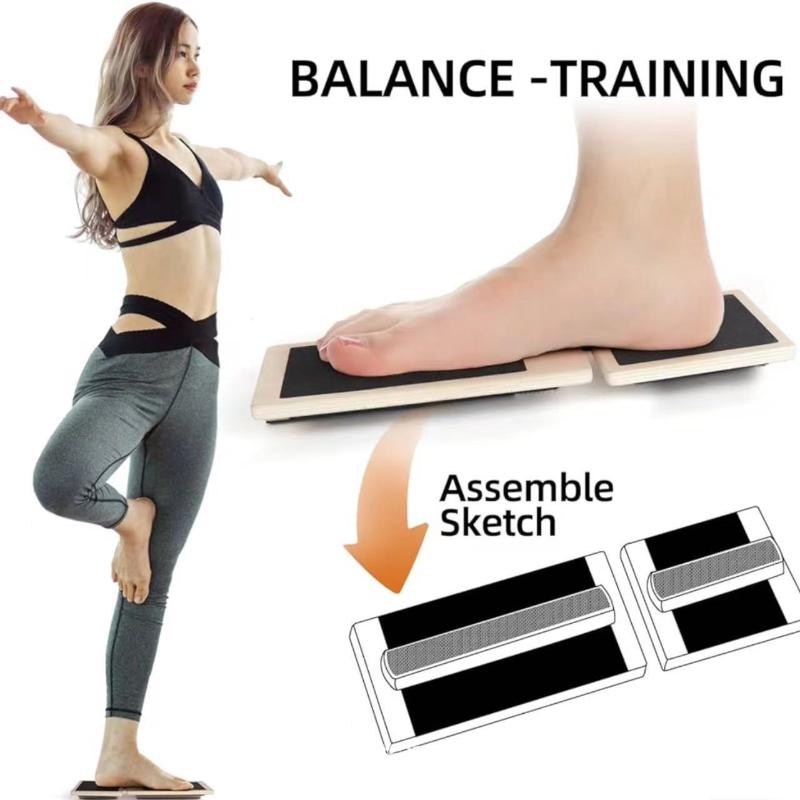 Balance Board Wobble - แผ่นบาลานซ์ฝึกสมดุลขาเดียว สำหรับกายภาพบำบัด แก้ไขท่าทาง เสริมสร้างความแข็งแรงข้อเท้า ป้องกันการแพลง แผ่นไม้กันลื่น