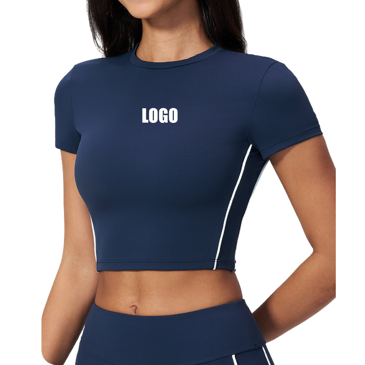 Pilates Yoga Logo - เสื้อยืดออกกำลังกายโยคะพิลาทิสแขนสั้นสำหรับผู้หญิง ลายโลโก้แบบกำหนดเอง แห้งเร็ว เหมาะสำหรับฤดูร้อน