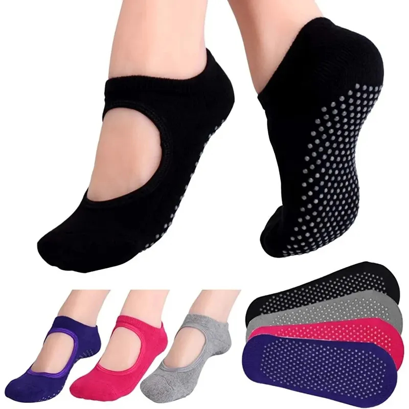 Pilates Yoga Sport - ถุงเท้าโยคะแบบไม่มีส้นกันลื่น ถุงเท้ากีฬาผ้าฝ้ายสำหรับผู้หญิง ถุงเท้าพิลาทิส ถุงเท้าบัลเลต์ ถุงเท้าเต้นรำ ถุงเท้าสำหรับออกกำลังกายในยิม