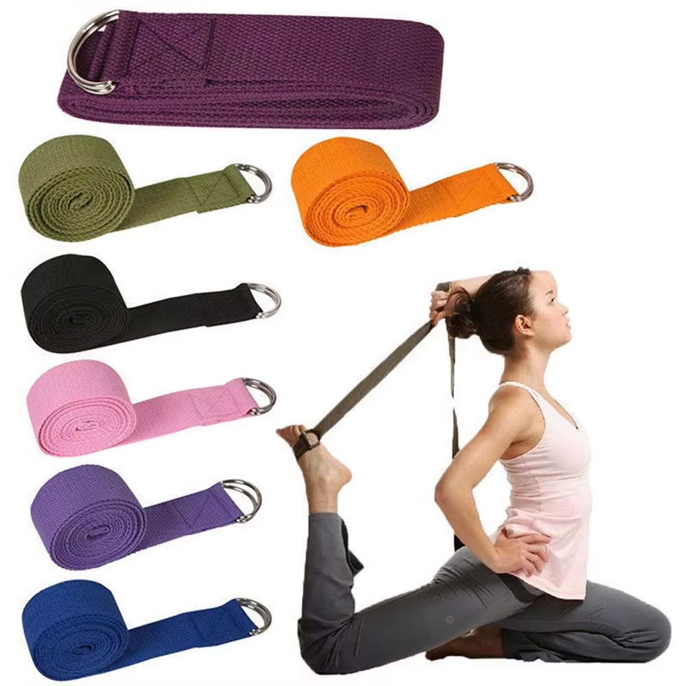Pilates Yoga Sport - สายรัดโยคะแบบสปอร์ต 180 ซม. ผ้าฝ้ายทนทาน ปรับได้ พร้อมห่วง